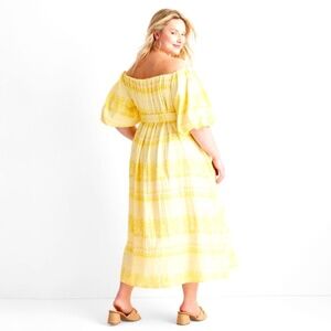 NWT FUTURE COLLECTIVE JENNY K. LOPEZ SIZE XL YELLOW OFF SHOULDER A-LINE DRESS